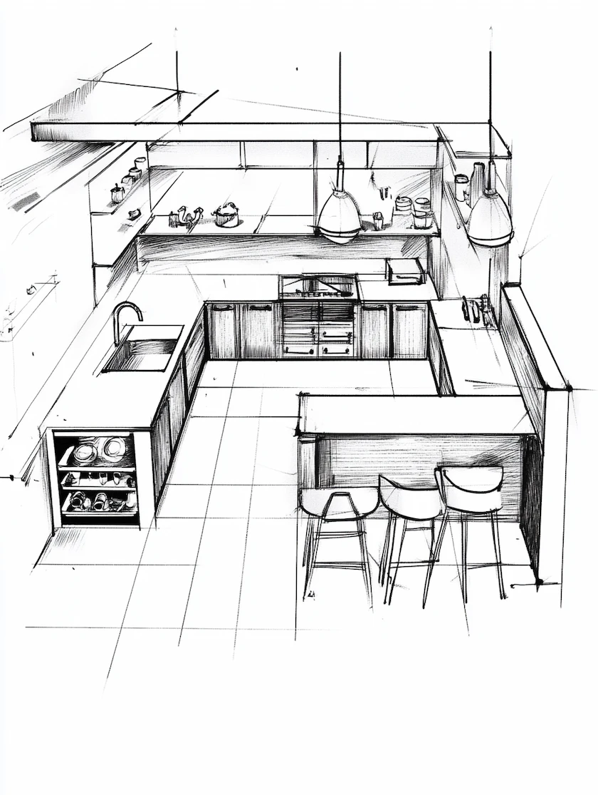 Эскиз кухни.