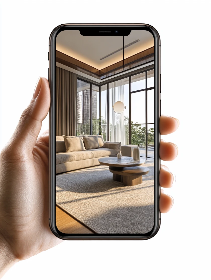 Красивый интерьер на экране смартфона.